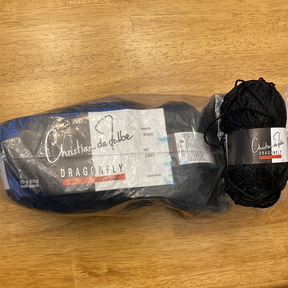 Christian de Falbe Dragonfly Yarn. Color is Black. 50g. Ten for $50 - Picture 5 of 6